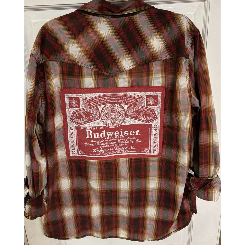 Budweiser Urban Pipeline Upcycled Western Style Shirt Men’s Size XL **See note**